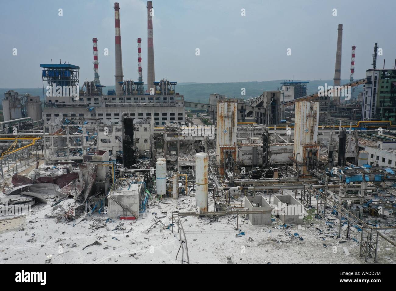 An aerial photo of damages caused by the explosion, which reportedly