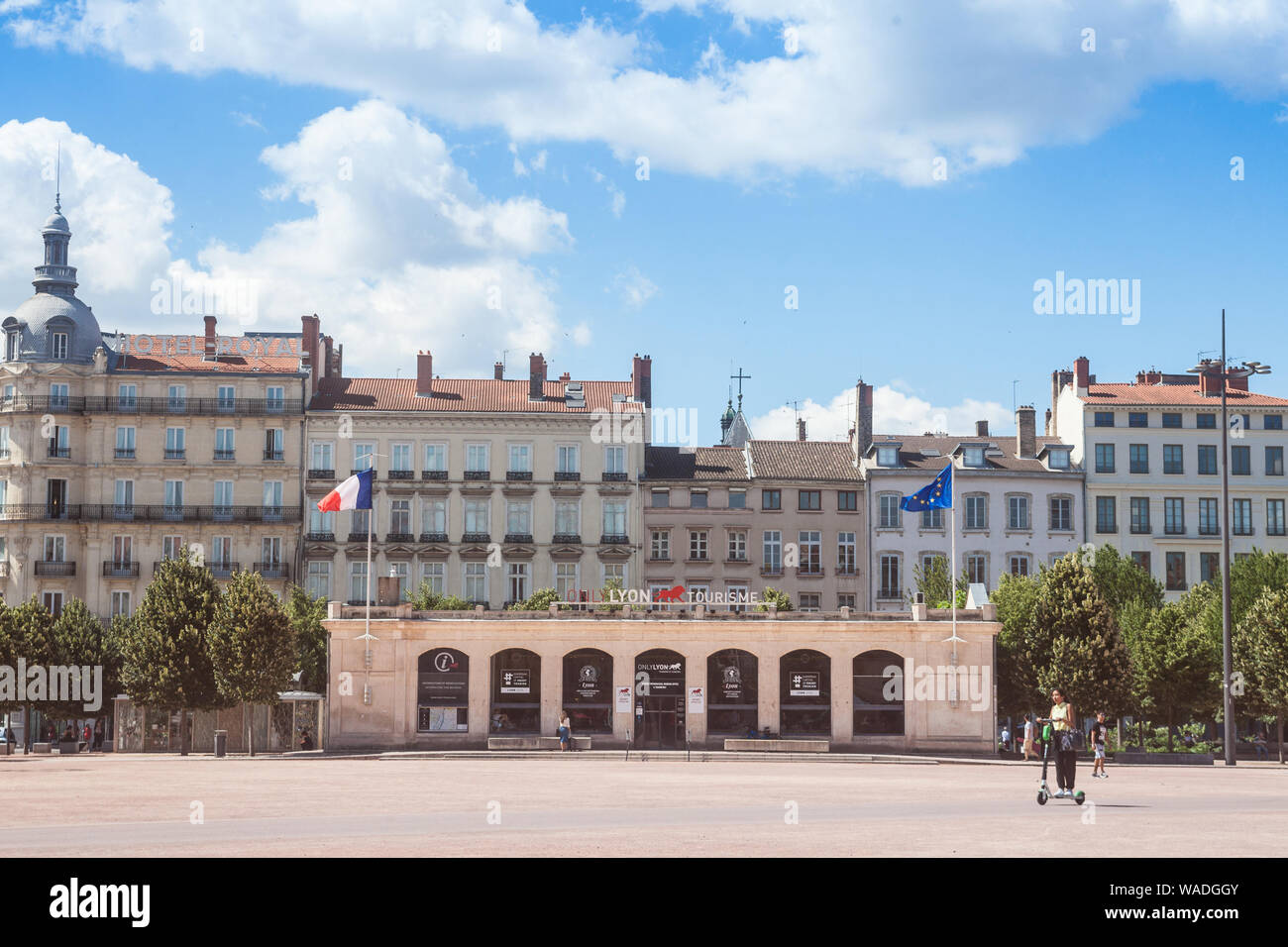 LYON, FRANCE - JULY 13, 2019: Only Lyon sign on the Tourism office of  Bellecour Square in the afternoon It is the visual branding identity used  for to Stock Photo - Alamy