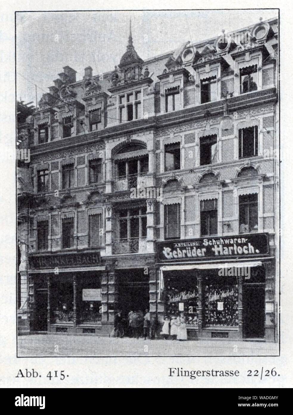 Doppelhaus Flinger Straße Nr. 22 und 26 in Düsseldorf, erbaut von 1890 bis 1891 von Bernhard Tüshaus & von Leo von Abbema für die Firma Christian Unkelbach. Stock Photo