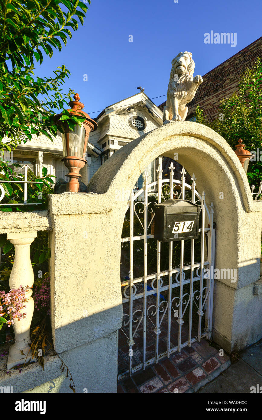 Entrance to home on Black Diamond, Oldtown Pittsburg California Stock Photo