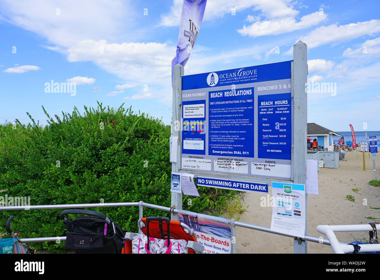 OCEAN GROVE, NJ 10 AUG 2019 View of the beach in Ocean Grove, a town