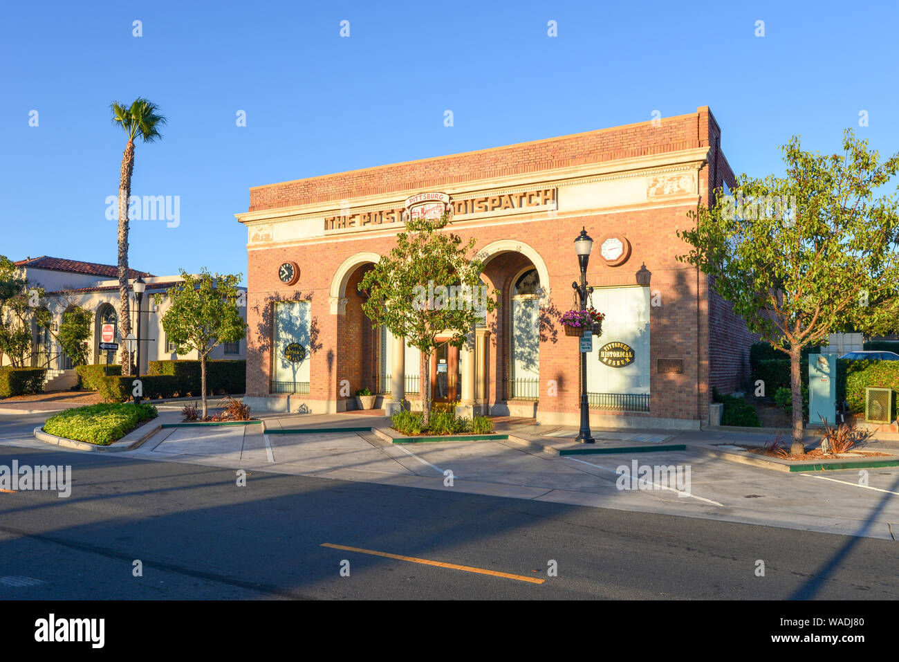 The old Post Dispatch Building Pittsburg California, Railroad Avenue, currently occupied by the Pittsburg Historical Museum Stock Photo