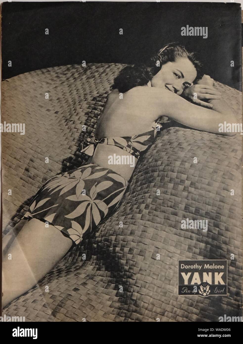 Dorothy Malone pin-up from Yank, The Army Weekly, April 13, 1945. Stock Photo