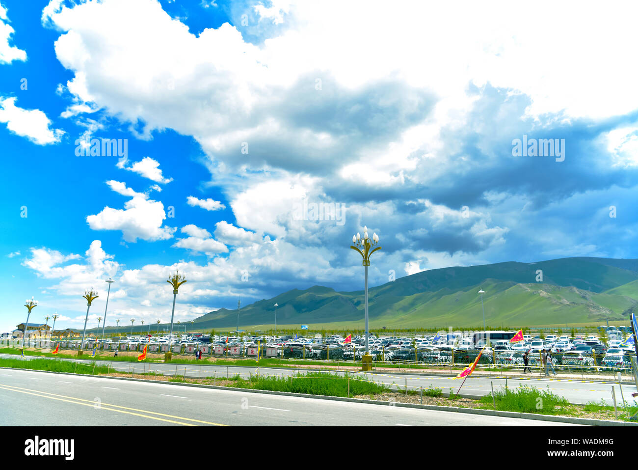 Lying in Bole city, Bortala Mongol Autonomous Prefecture, northwest China’s Xinjiang Uygur Autonomous Region, Sayram Lake wins a fame of “The last tea Stock Photo