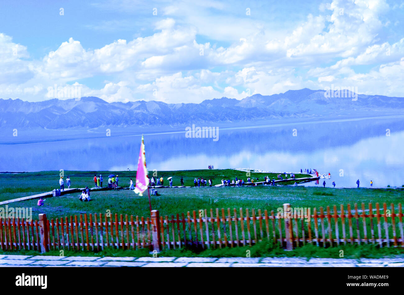 Lying in Bole city, Bortala Mongol Autonomous Prefecture, northwest China’s Xinjiang Uygur Autonomous Region, Sayram Lake wins a fame of “The last tea Stock Photo