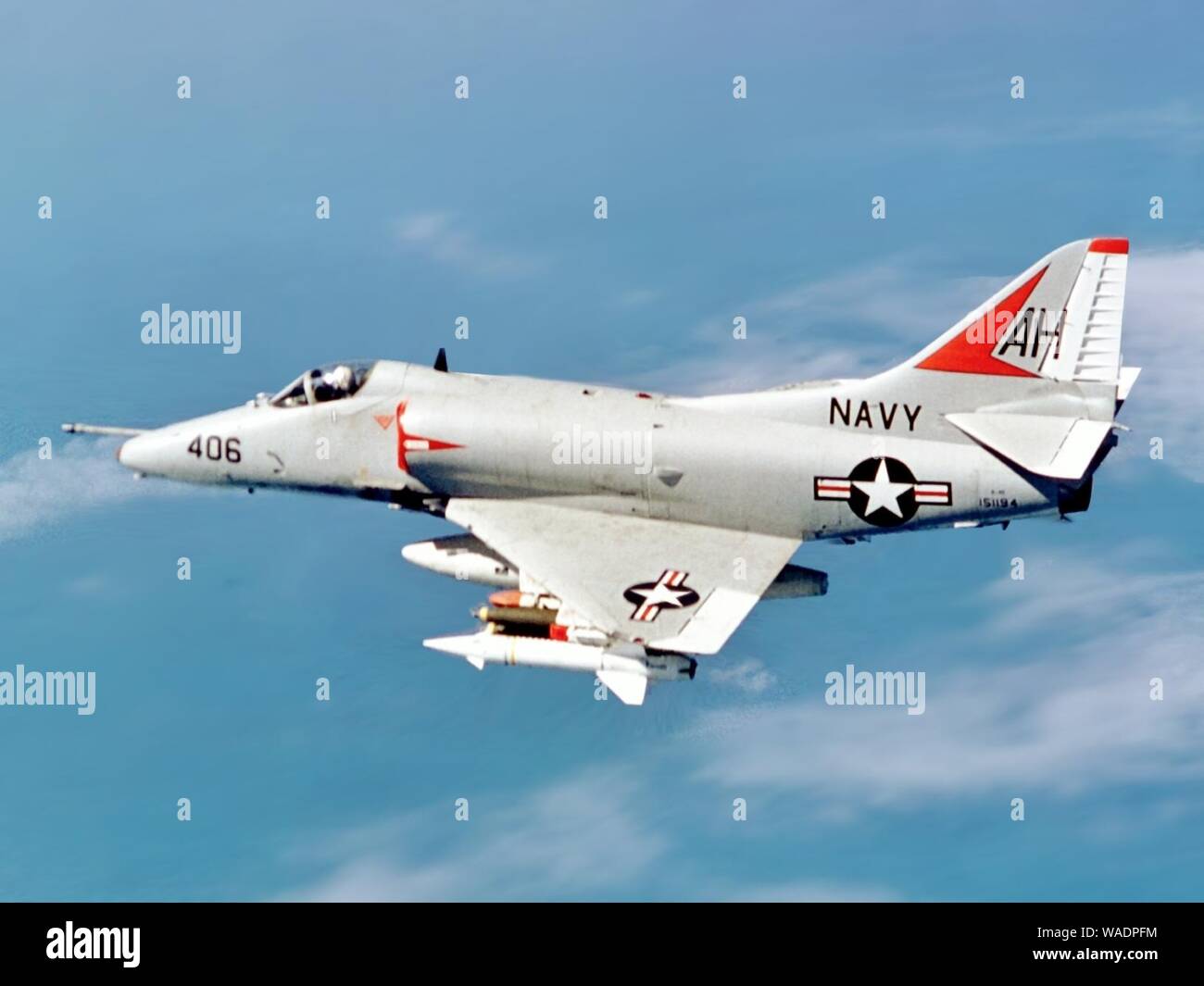Douglas A-4E Skyhawk of VA-164 in flight over Vietnam, 21 November 1967 (6430101). Stock Photo