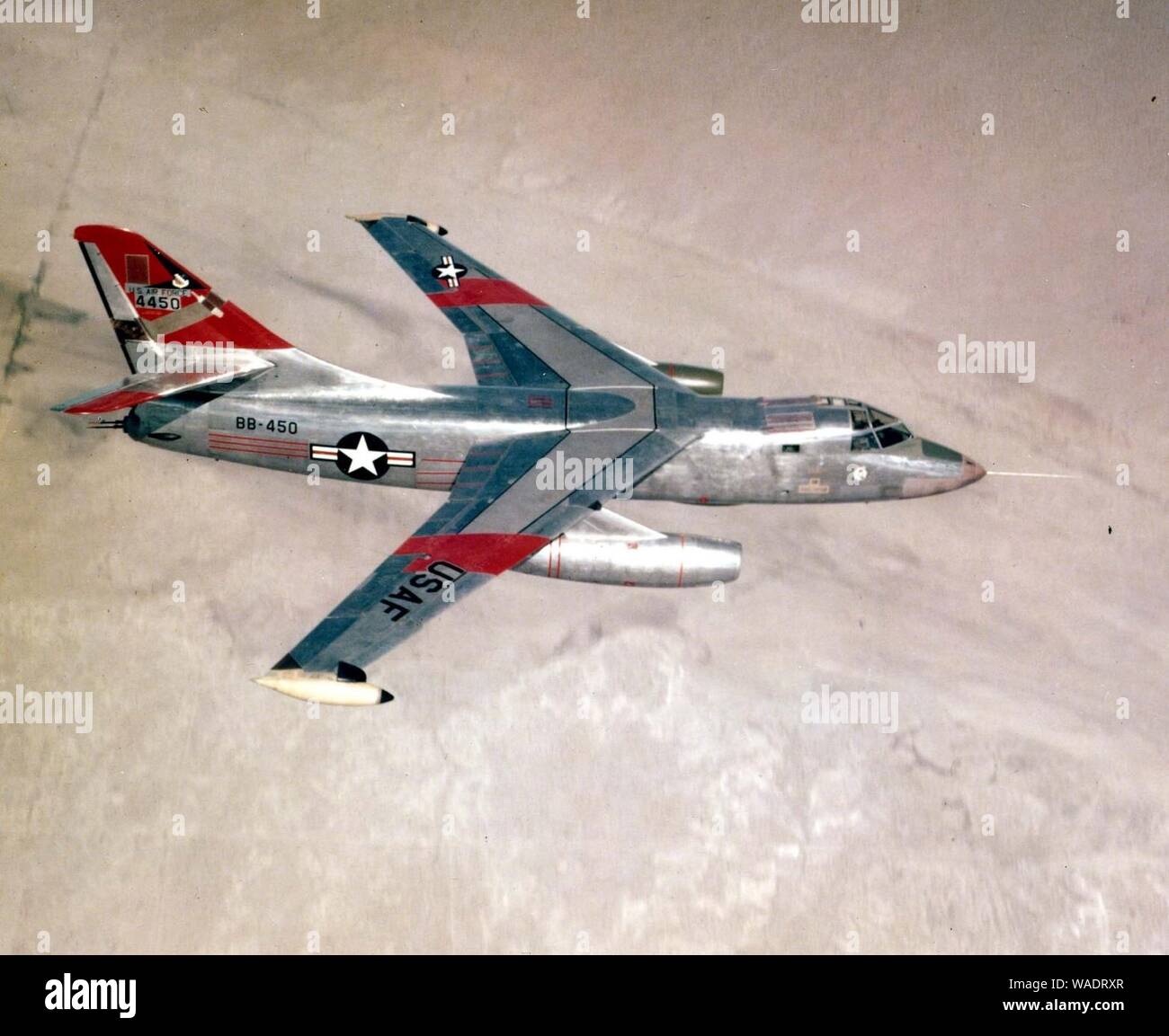 Douglas RB-66C Destroyer in flight (SN 54-450) over Edwards AFB Calif on Feb 19 1957 061102-F-1234P-035. Stock Photo