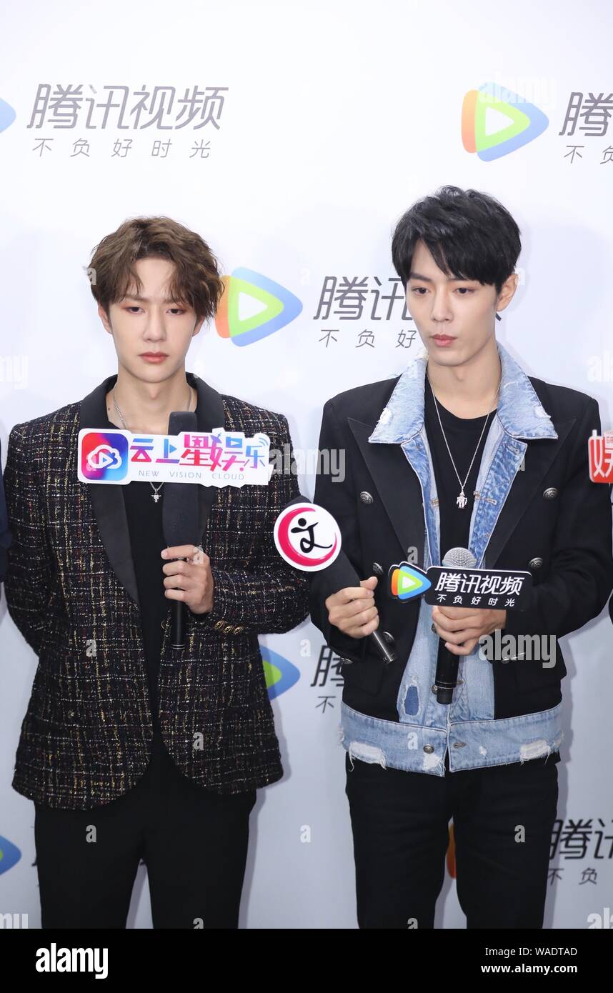 Chinese Actors And Singers Wang Yibo Left Of South Korean Chinese Boyband Uniq And Xiao Zhan Of Male Idol Group X Nine Attend A Fan Meeting For New Stock Photo Alamy Chinese Actors And Singers Wang Yibo Left Of South Korean Chinese Boyband Uniq And Xiao Zhan Of Male Idol Group X Nine Attend A Fan Meeting For New Stock Photo Alamy