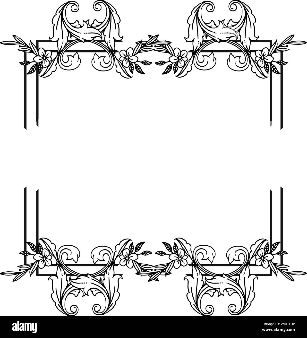 Black line art, with wreath frame in black and white colors, for ...