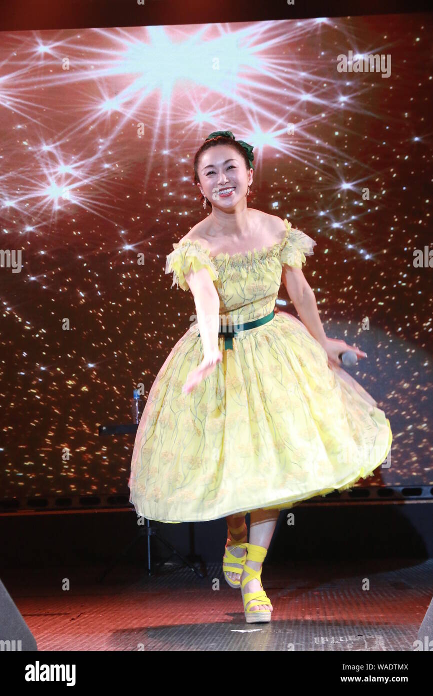 Japanese singer and actress Noriko Sakai or Nori-P performs during her concert in Hong Kong, China, 14 July 2019. Stock Photo