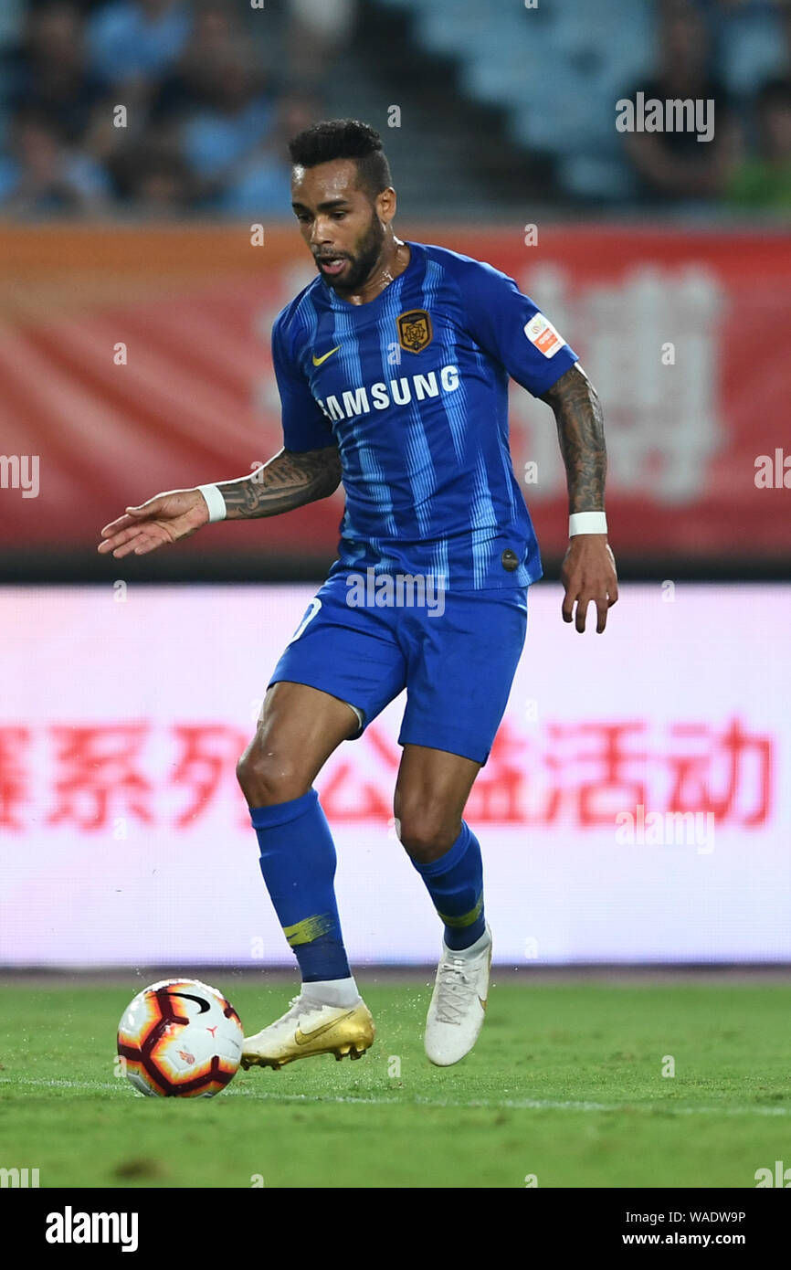 Brazilian Football Player Alex Teixeira Of Jiangsu Suning Dribbles Against Shanghai Sipg In Their 17th Round Match During The 2019 Chinese Football As Stock Photo Alamy