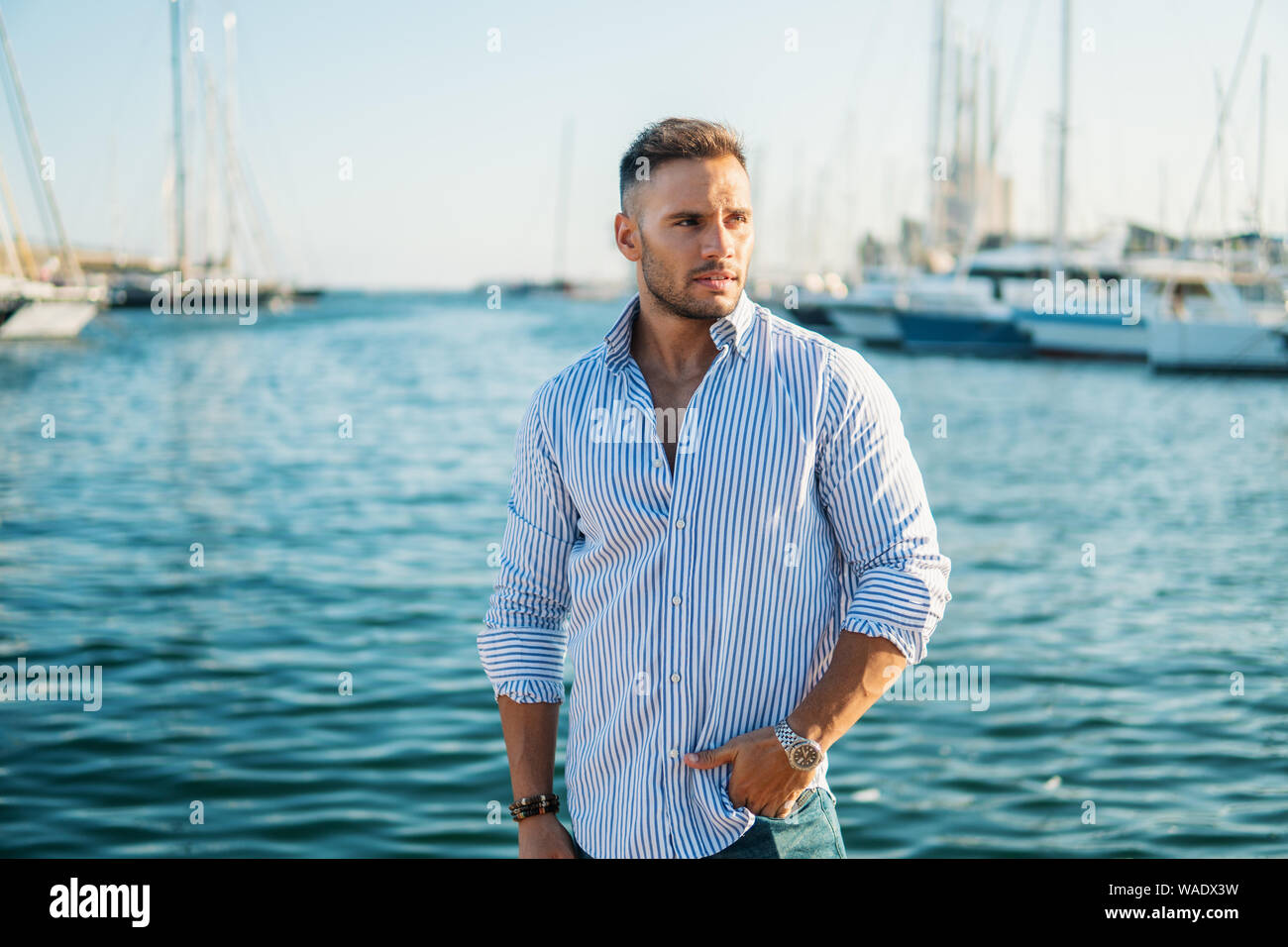 Young rich man at Yacht Club. Businessman is Relaxing Stock Photo - Alamy