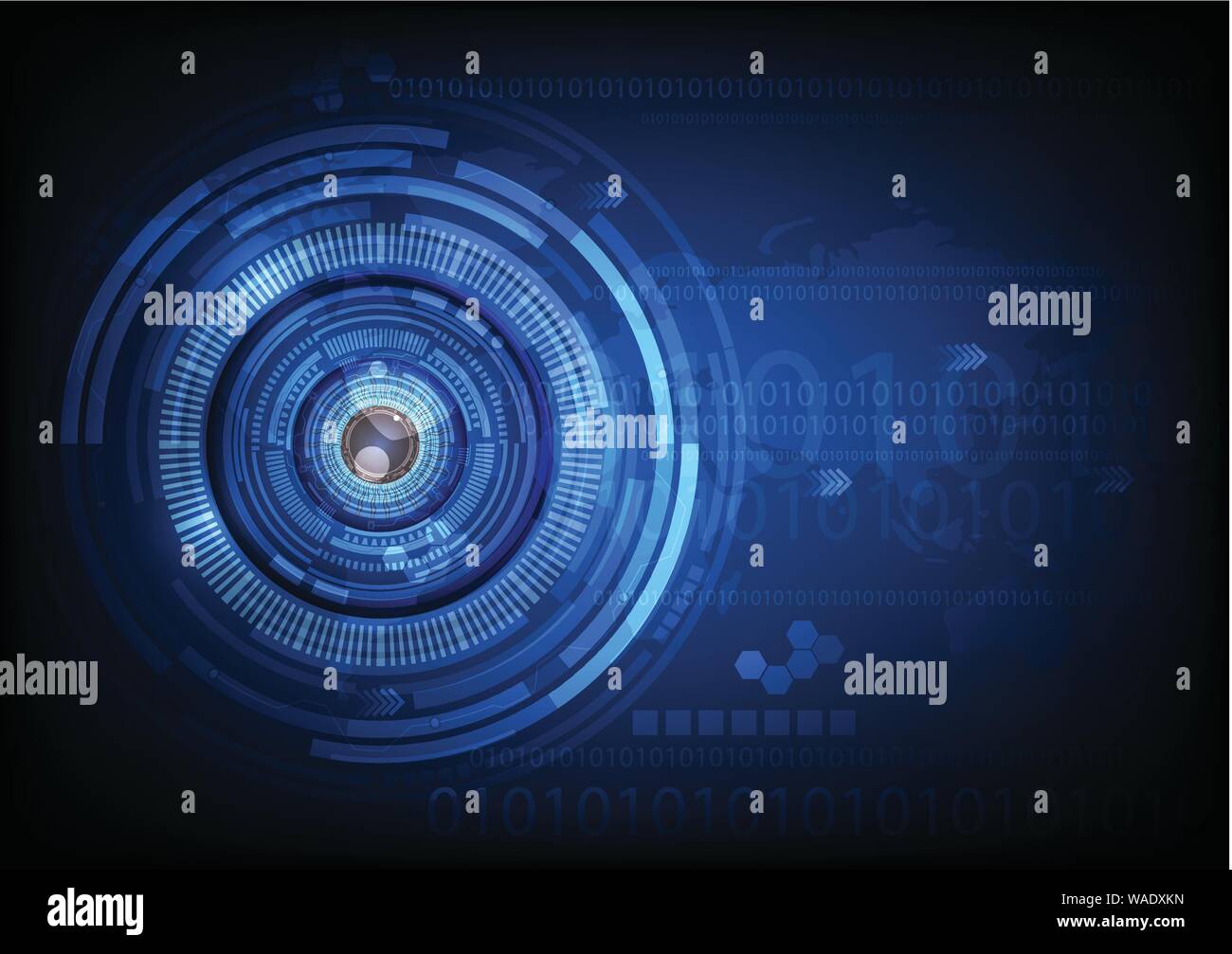 blue eye ball abstract cyber future technology concept background, illustration vector. Stock Vector