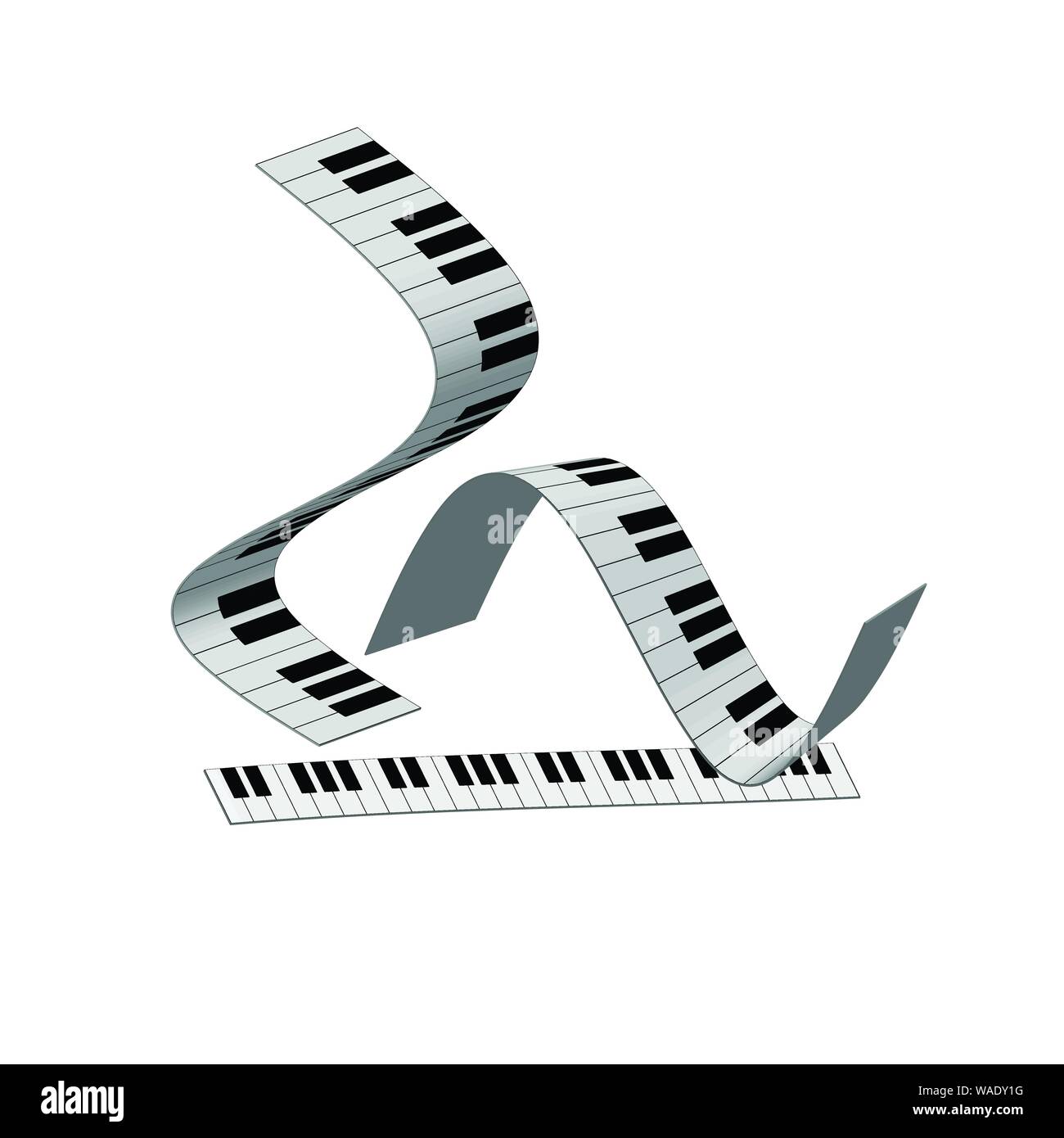 Piano keyboards vector illustrations. Various angles and views Stock Vector