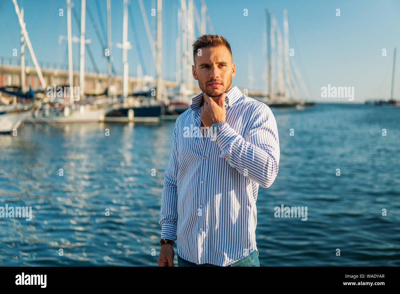 Young rich man at Yacht Club. Businessman is Relaxing Stock Photo - Alamy