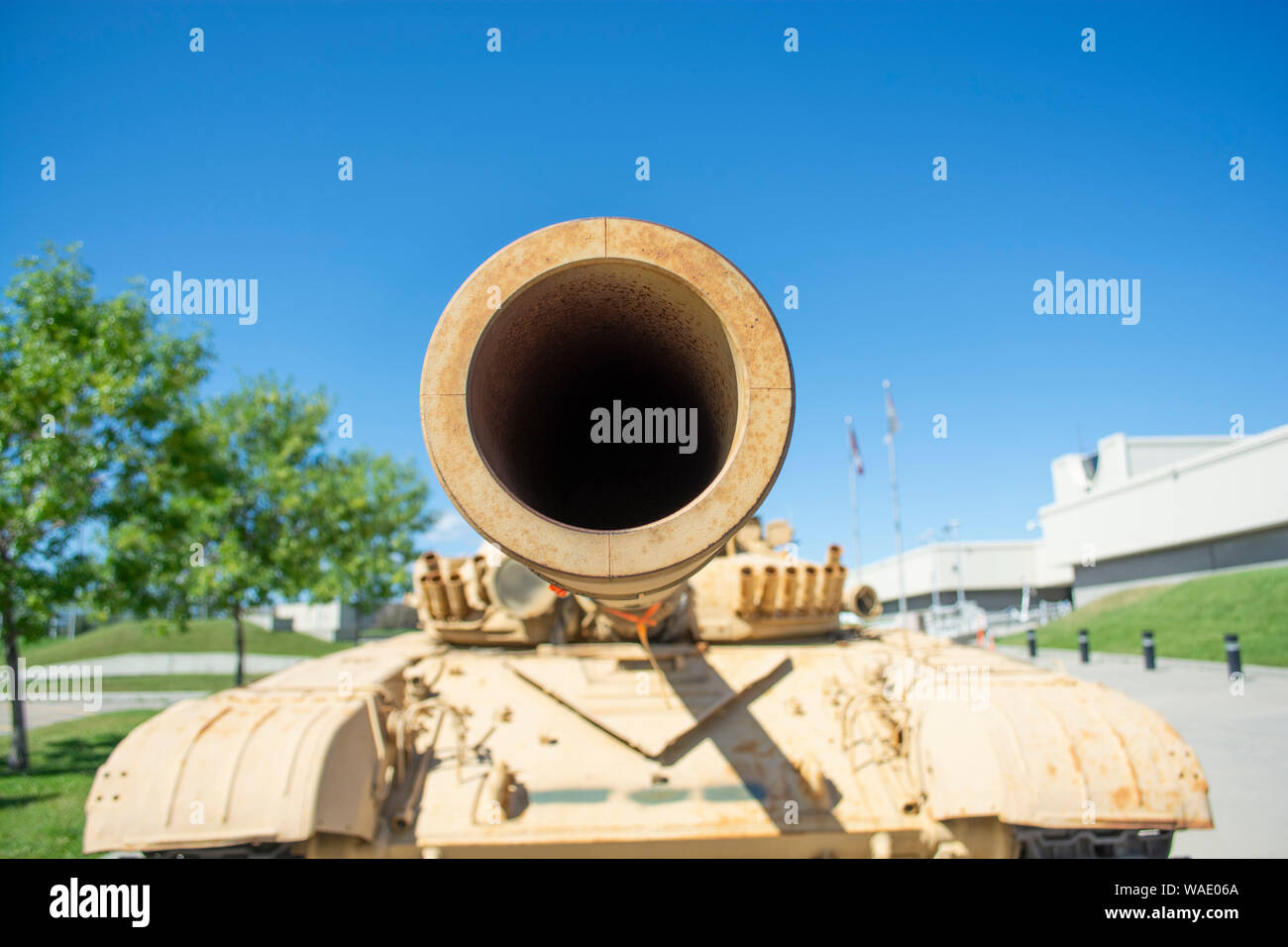 Looking down the barrel of a gun hires stock photography and images