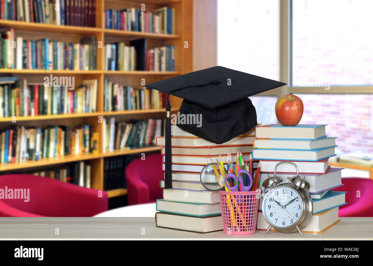 Blurry Background Of A Corner Of Library With Book In The Front For Education Concept Stock Photo Alamy