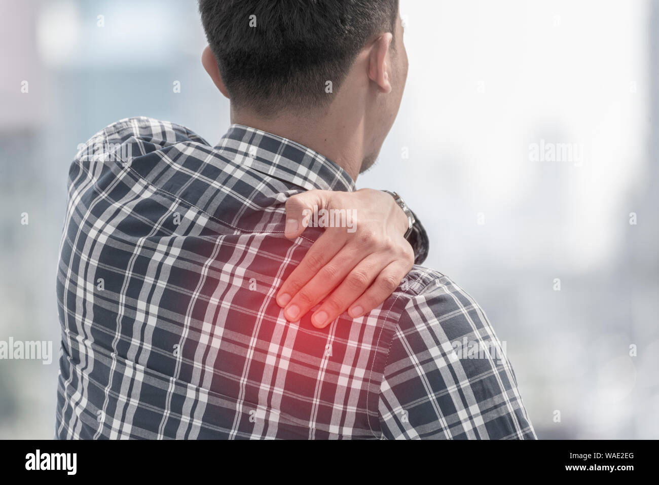 Back painful. office syndrome. health care concept. Stock Photo
