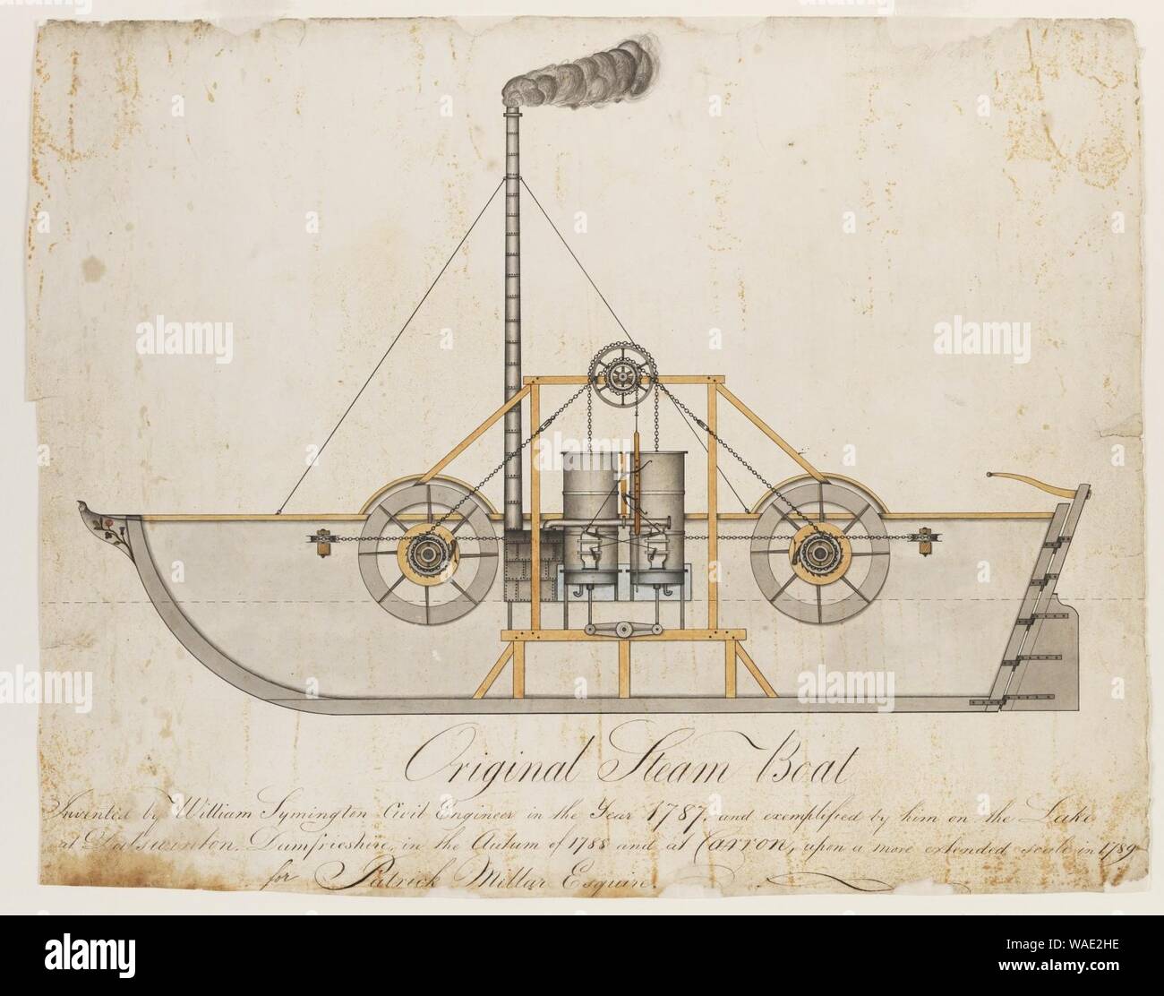 Drawing - Steam Vessel, William Symington, 1787. Stock Photo