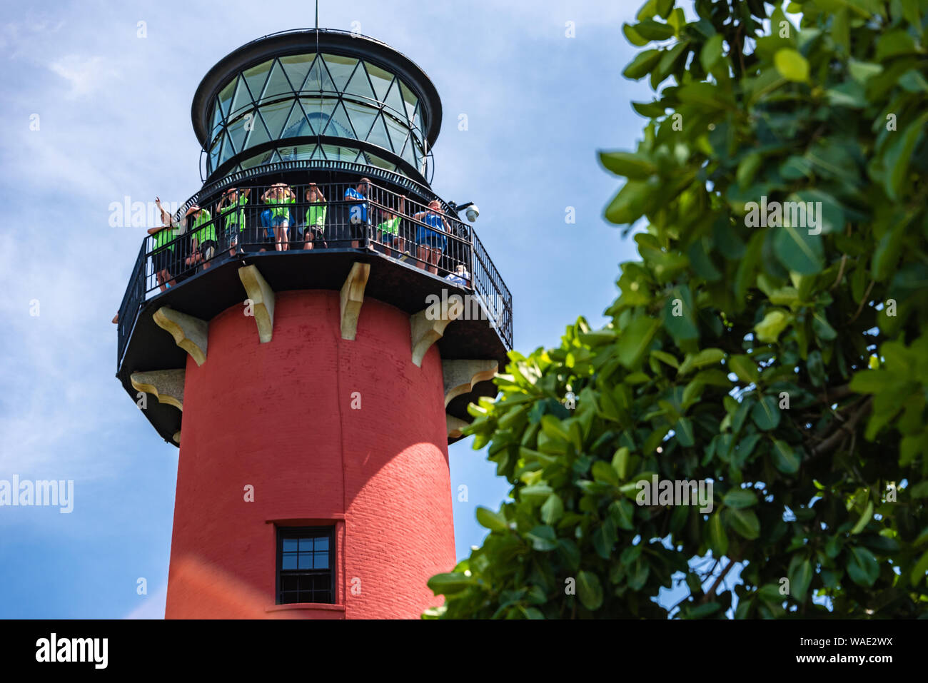Tour group at Jupiter Inlet Lighthouse in Jupiter, Palm Beach County, Florida. (USA) Stock Photo