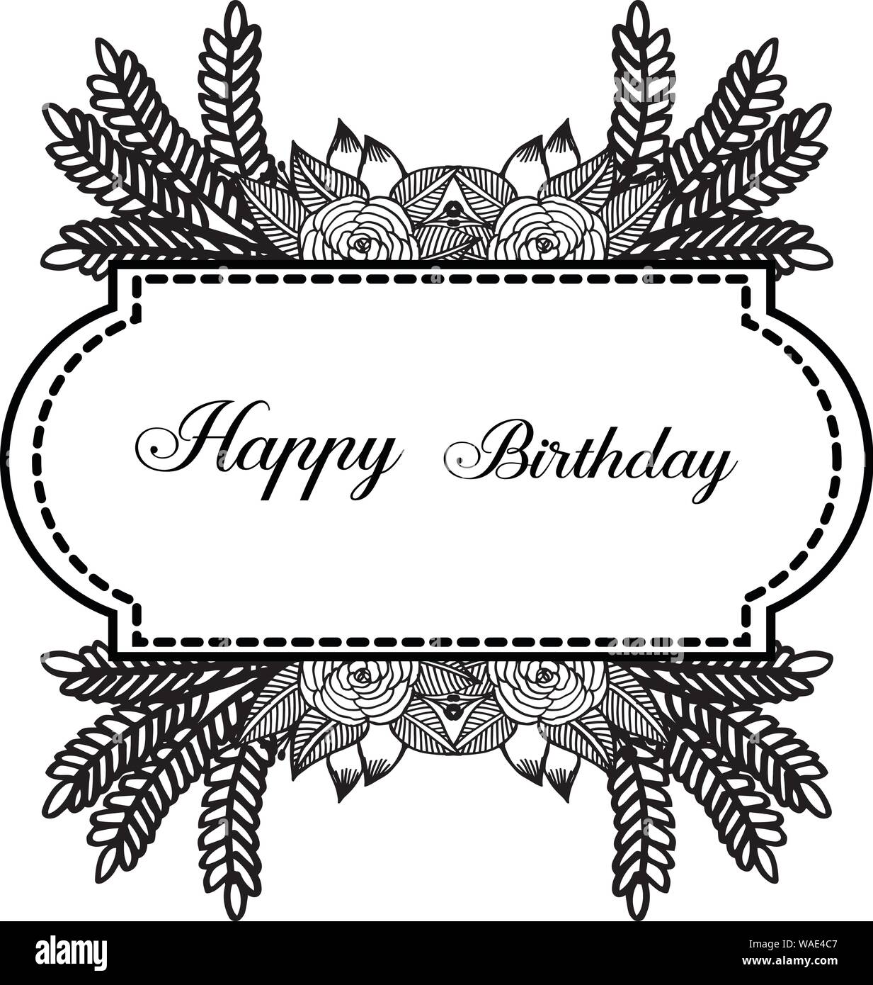Design Wreath Frame Happy Birthday Background For Invitation Card