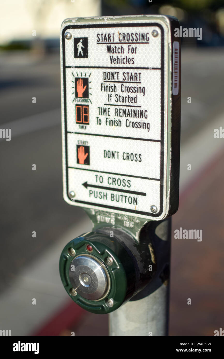 Walk button , South Pasadena CA Stock Photo