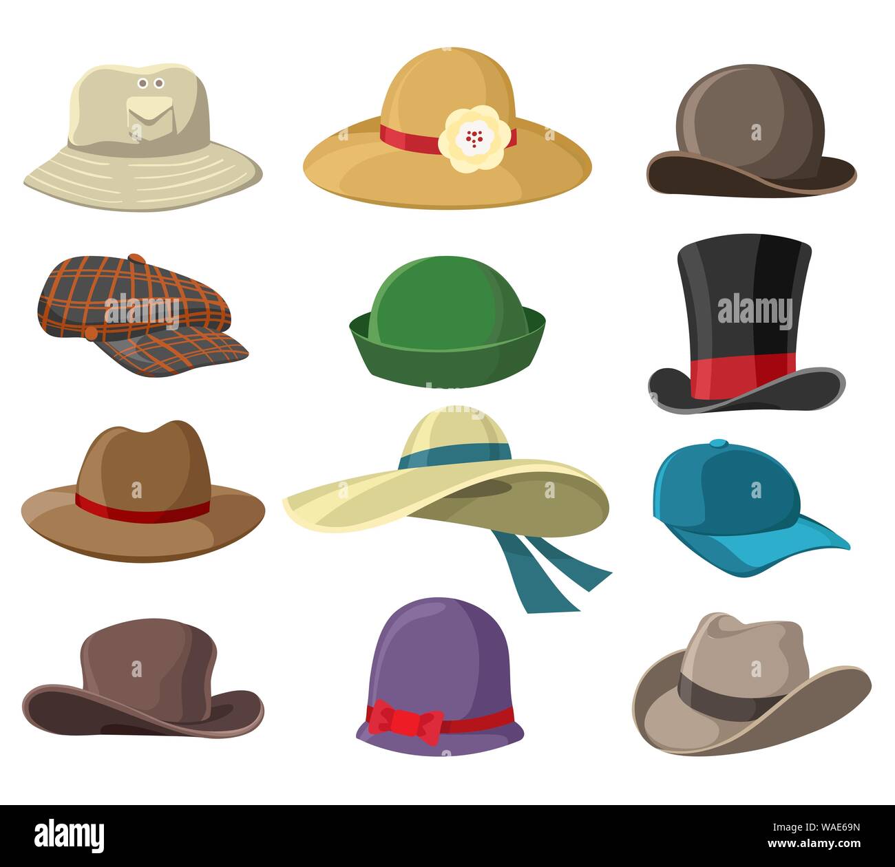 Hats and headwears. Hat images isolated on white background, headgear ...