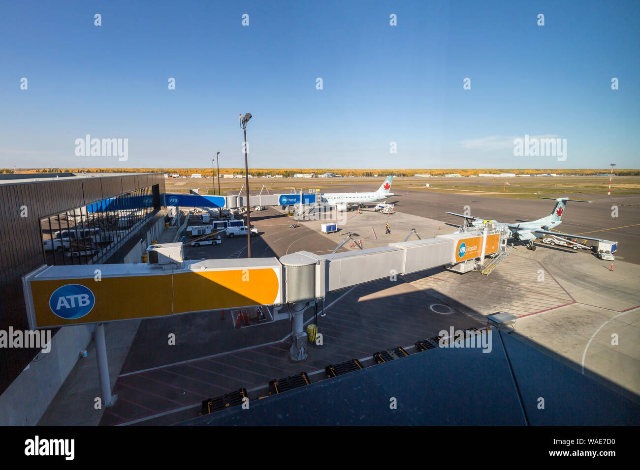 Passenger ramps at  Fort McMurray International Airport. Stock Photo