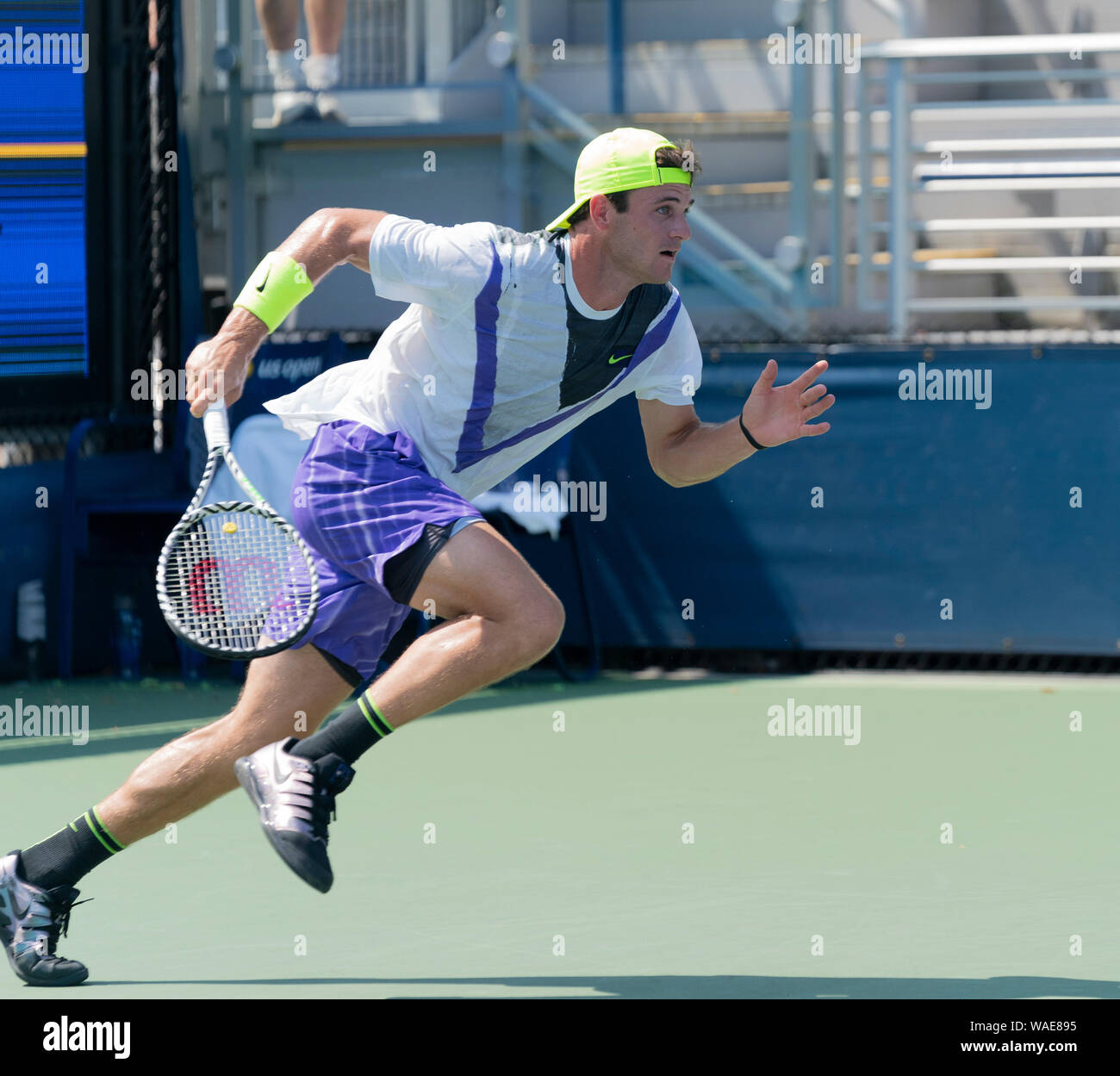 New York, NY - August 19, 2019: Tommy Paul (USA) chases ball during  qualifying round 1 of US Open Tennis Championship against Yannick Hanfmann  (Germany) at Billie Jean King National Tennis Center Stock Photo - Alamy