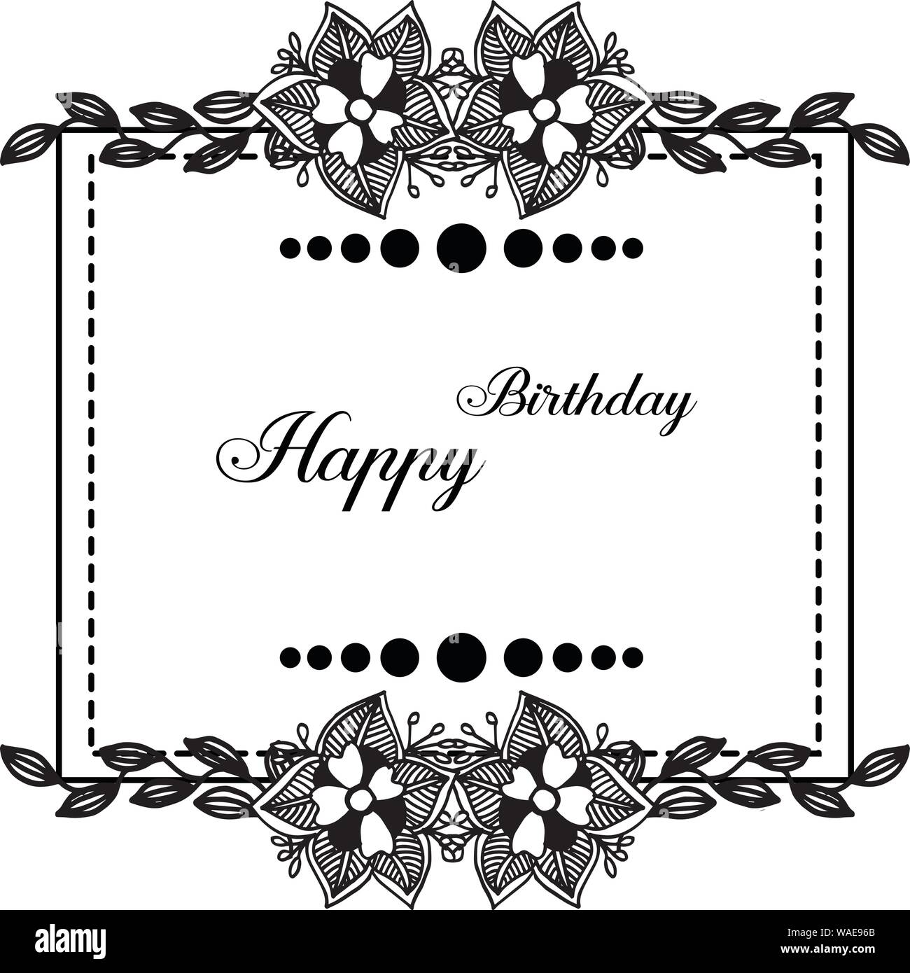Decoration branches leaves, cute flower frame, design of card happy ...