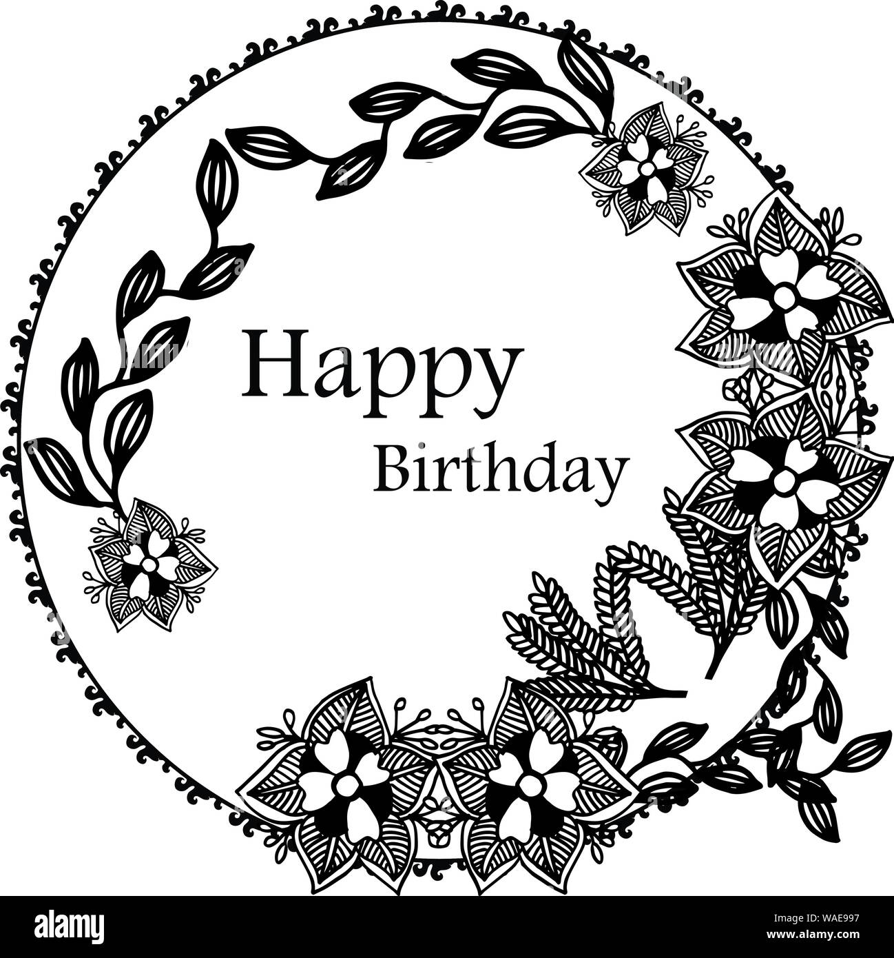 Lettering of happy birthday, shape of greeting card, with ...