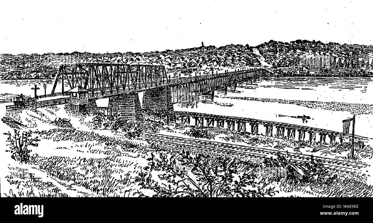 Drawing of Pennsylvania Avenue Bridge Washington DC - 1890-08-26. Stock Photo