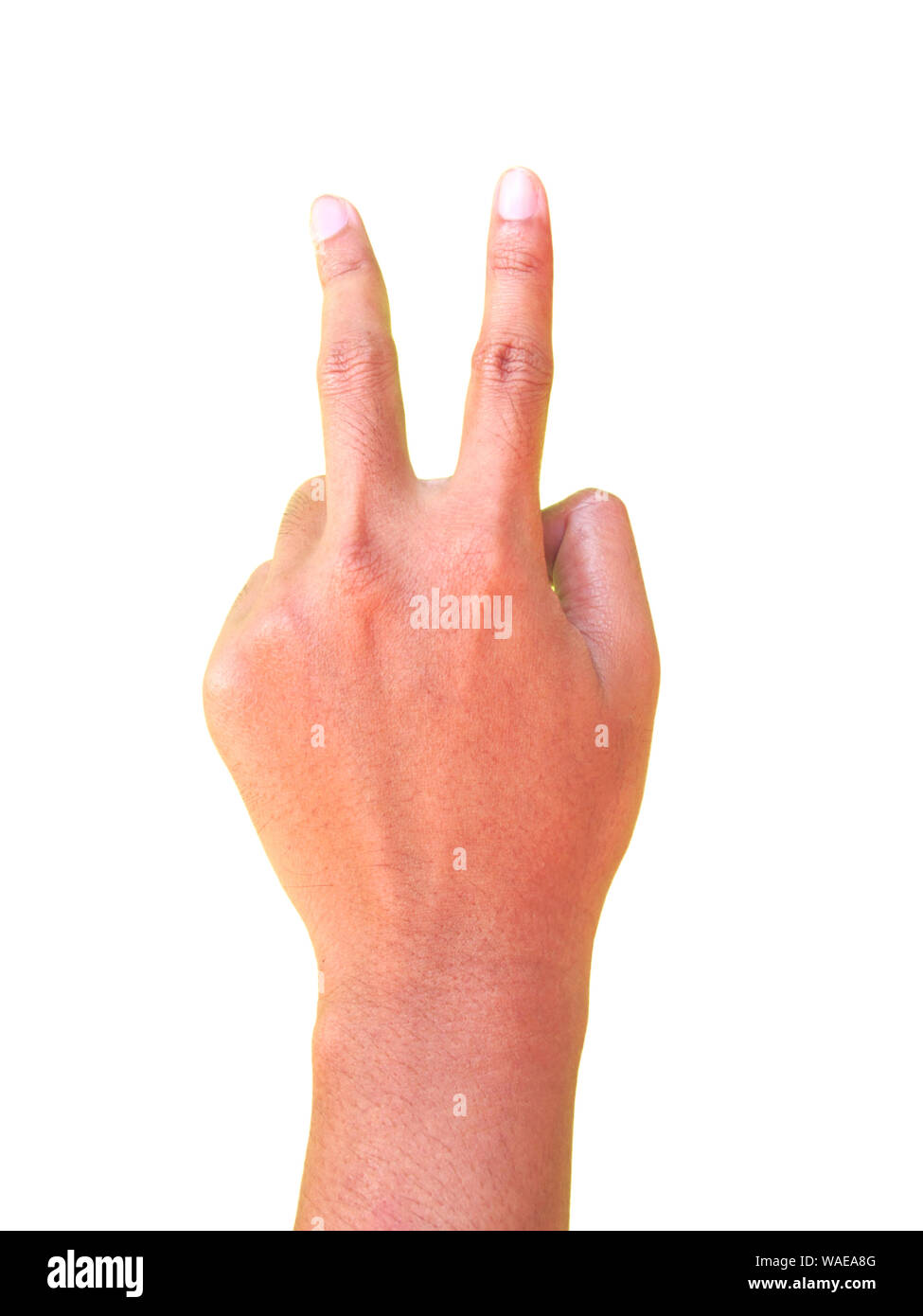 Peace, number two hand gesture symbol Stock Photo