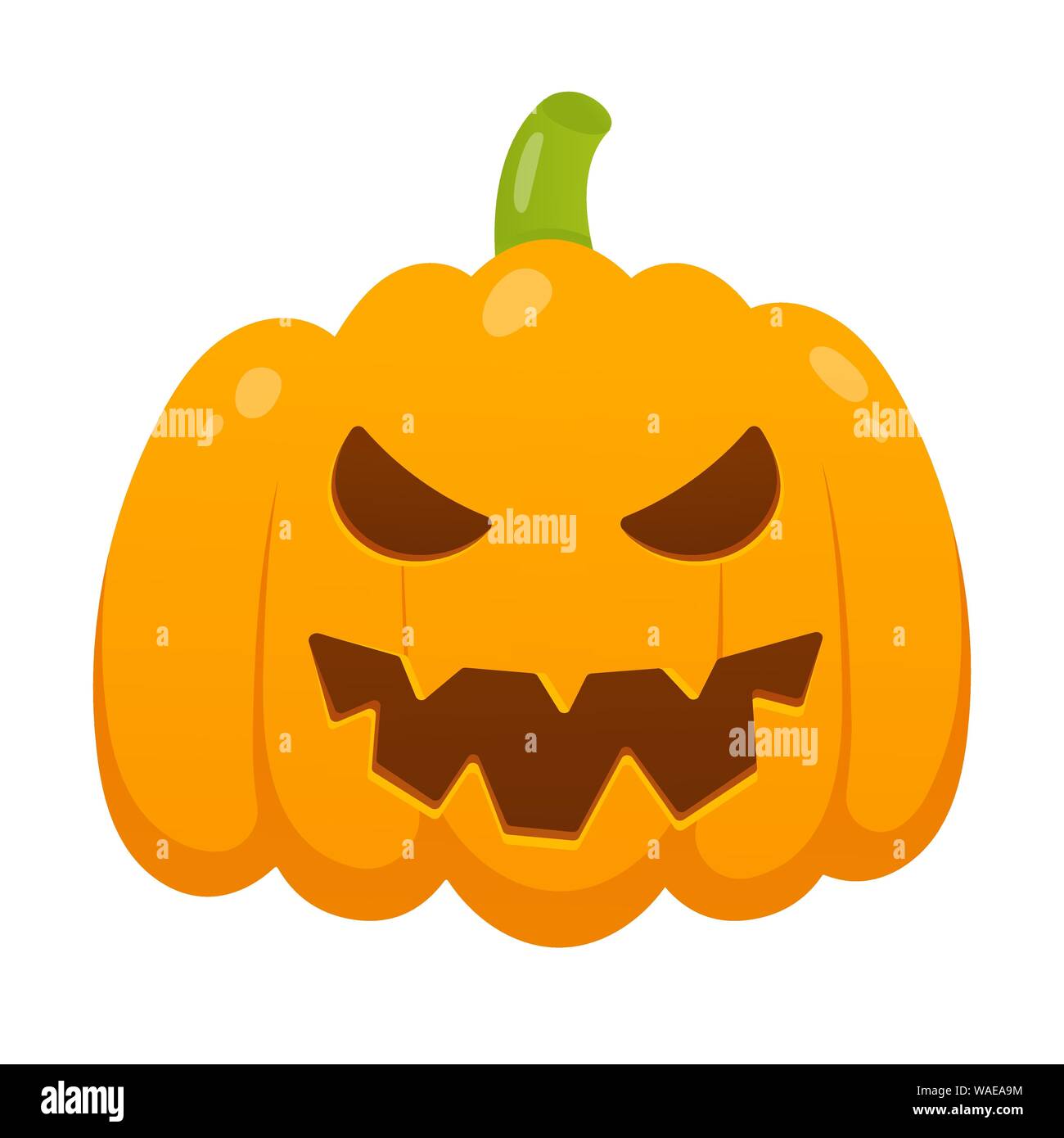 Orange halloween pumpkin with scary face expression grimace Stock ...