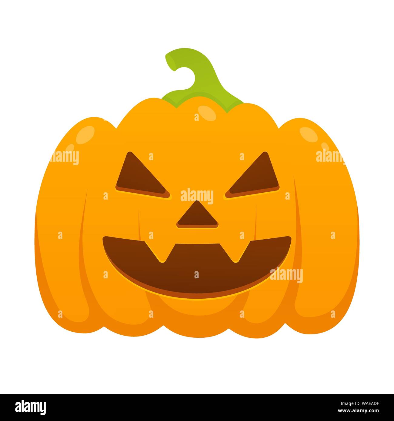 Orange halloween pumpkin with scary face expression grimace Stock ...