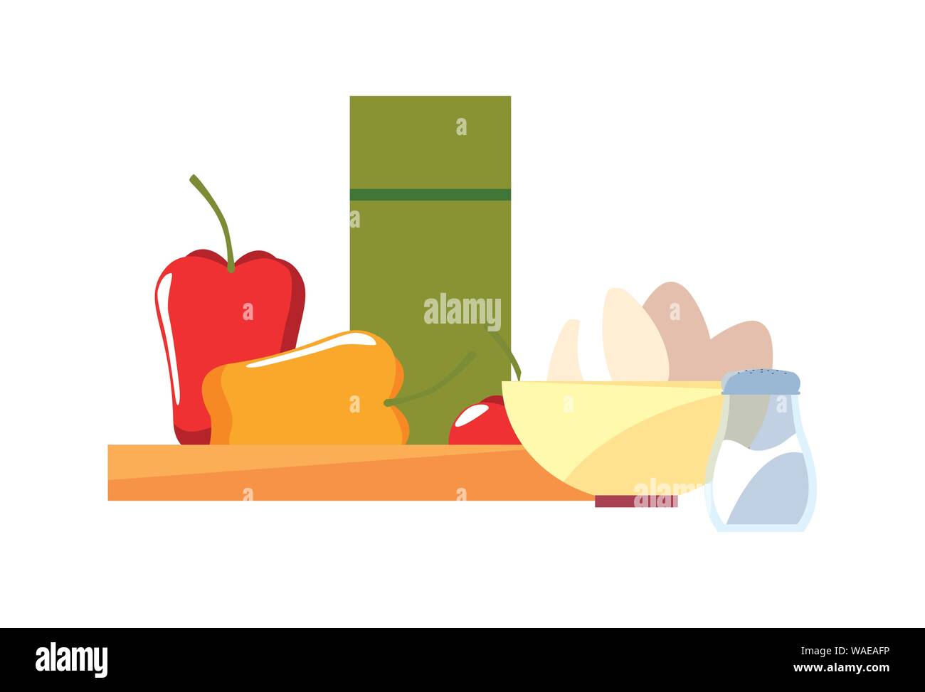 bowl eggs pepper eggs salt preparation cooking vector illustration ...