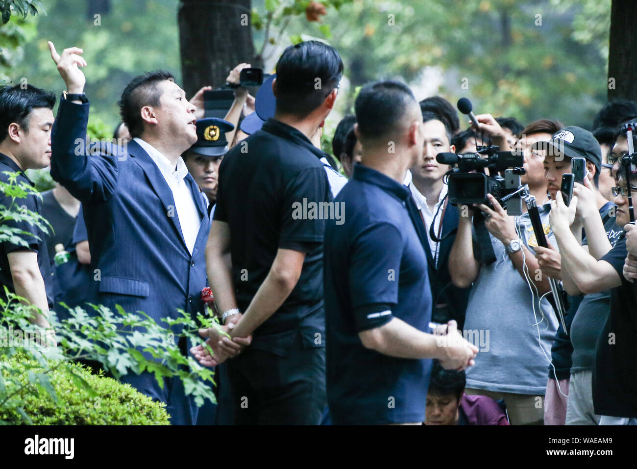 Takashi Tachibana Head Of The Party To Protect The People From Nhk Protests In Front Of