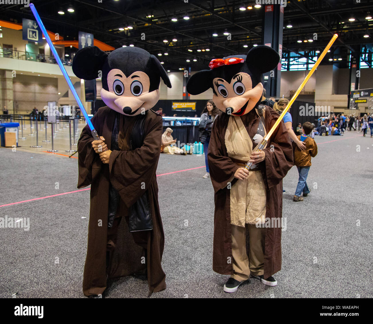 Cosplayers at Star Wars Celebration 2019 in Chicago. Many there in anticipation for news on Star Wars episode IX: The Rise of Skywalker Stock Photo