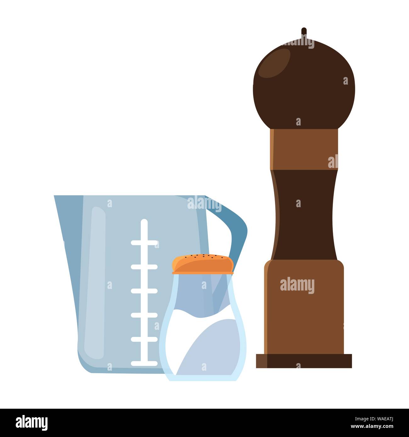 shaker pepper salt and jar preparation cooking vector illustration ...