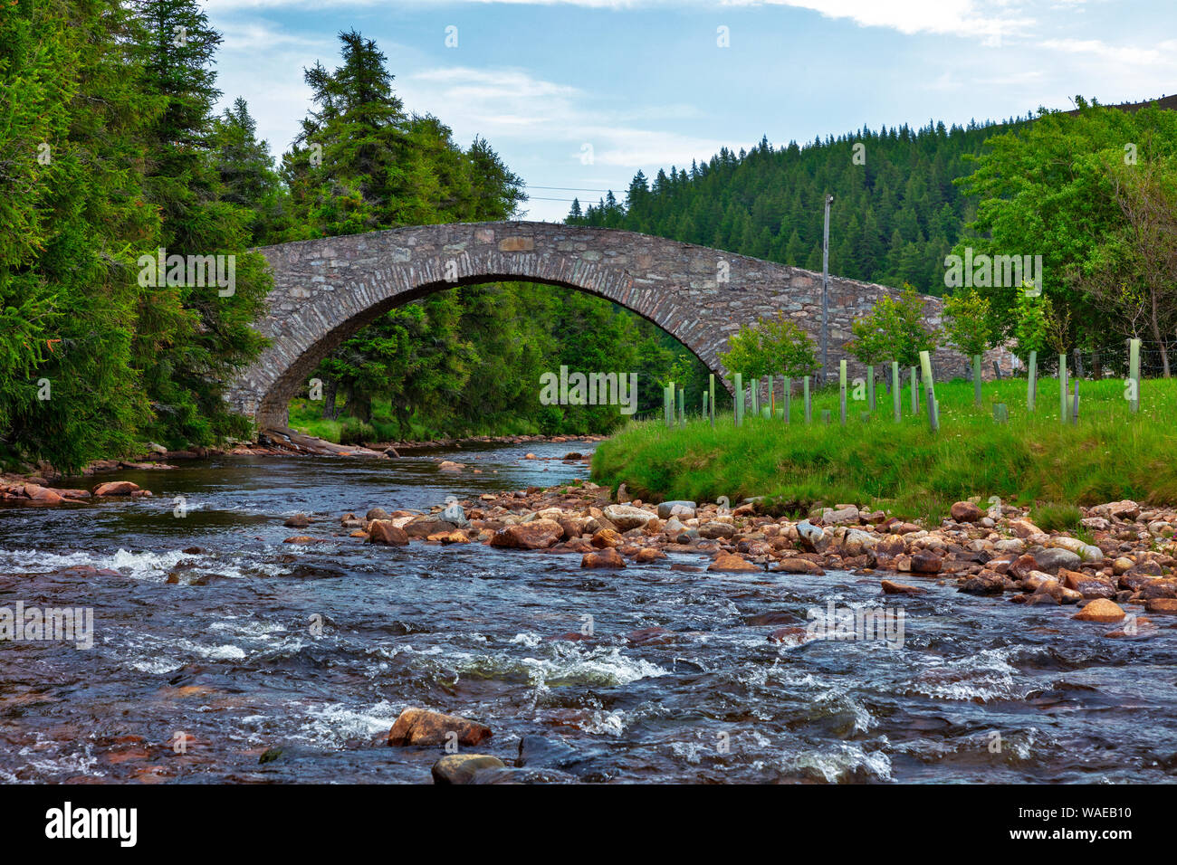 Old Stone Bridge, Gairnshiel Bridge, Crathie, Aberdeenshire, Scotland, United Kingdom Stock Photo