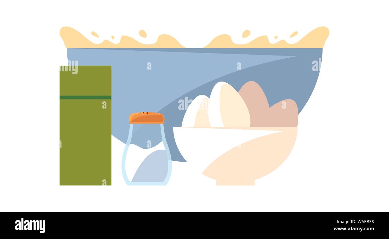 bowl eggs salt preparation cooking vector illustration Stock Vector ...