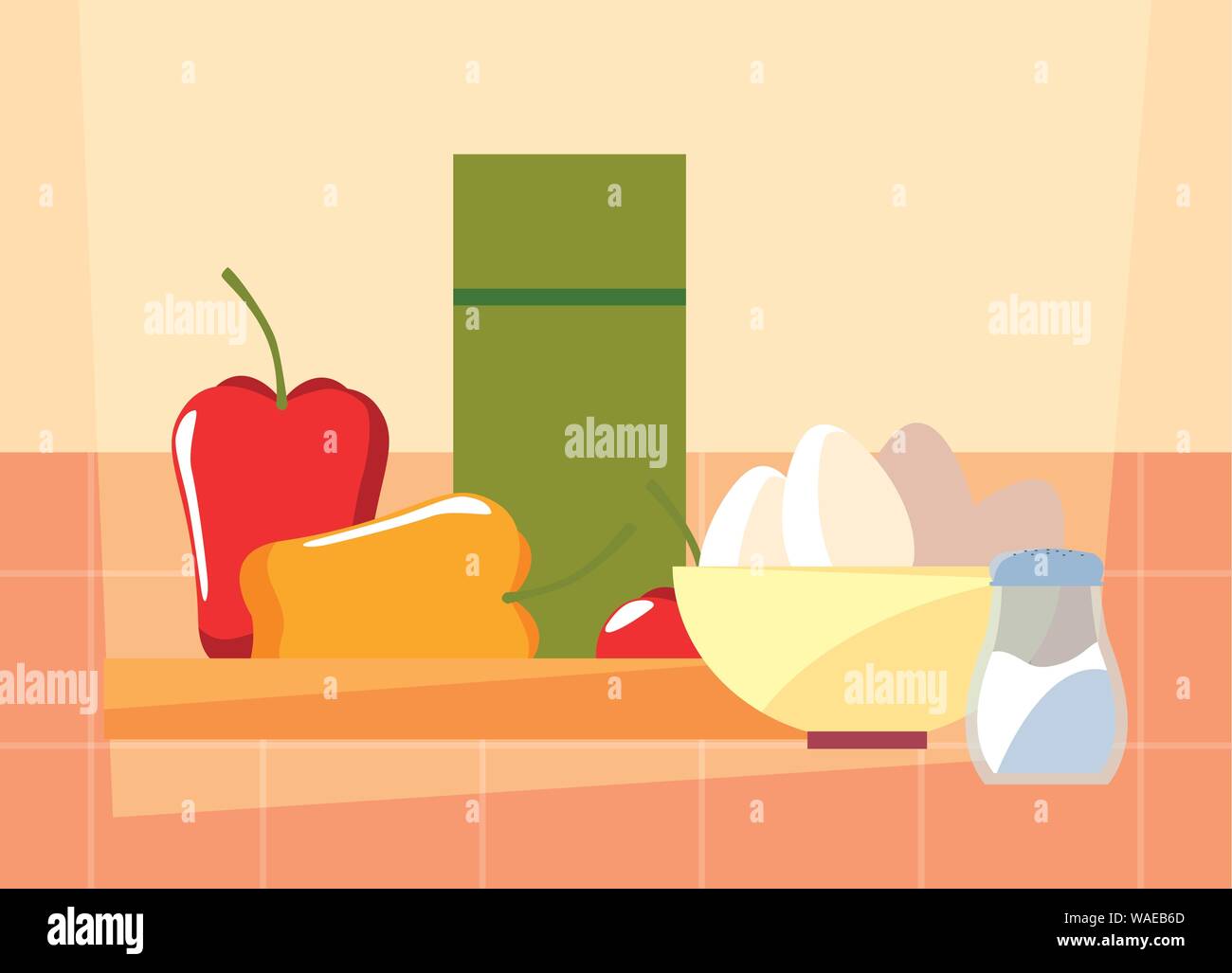 eggs pepper salt preparation cooking vector illustration Stock Vector ...