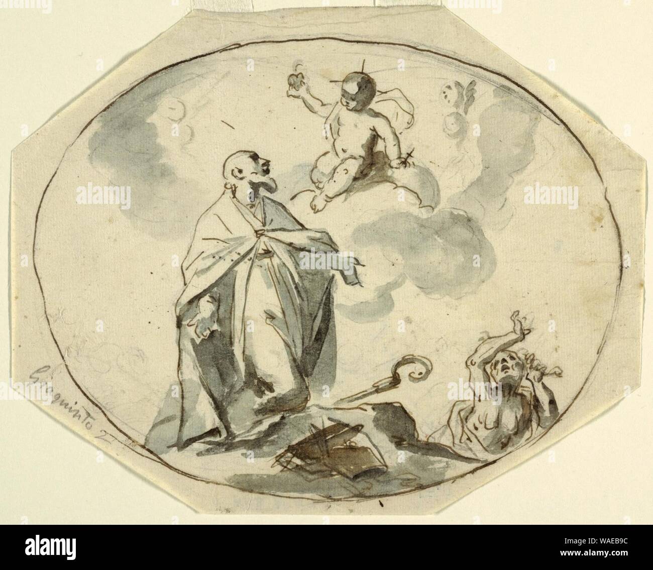 Drawing, Bishop Saint Adoring Christ Child, ca. 1725–50 Stock Photo - Alamy