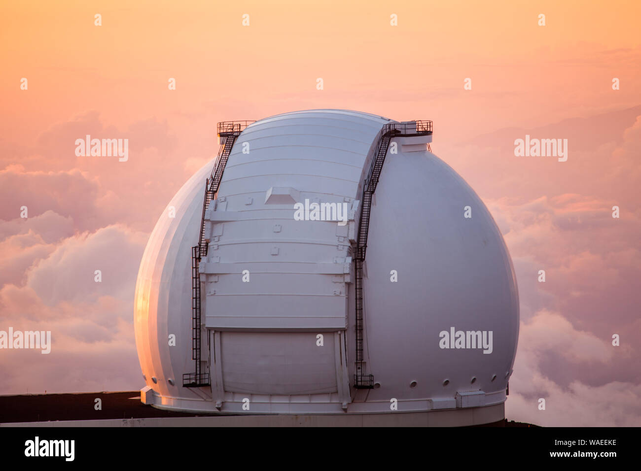 W.M. Keck Observatory at sunset atop the summit of Mauna Kea, Hawaii