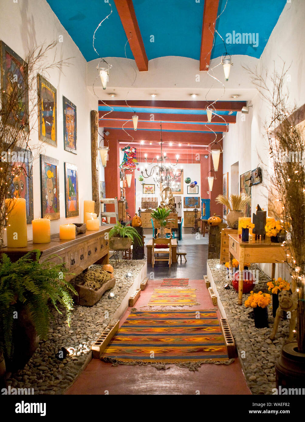 Interior of home decor furnishings shop store, Oaxaca City, Oaxaca ...