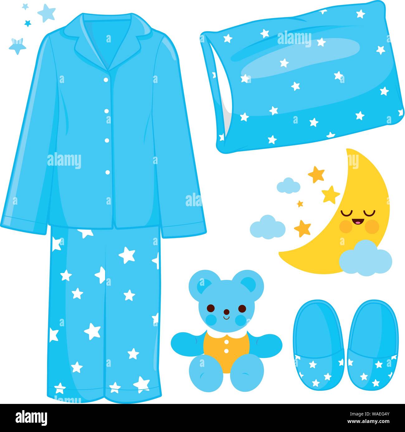 Vector illustration collection of children pajamas and sleep