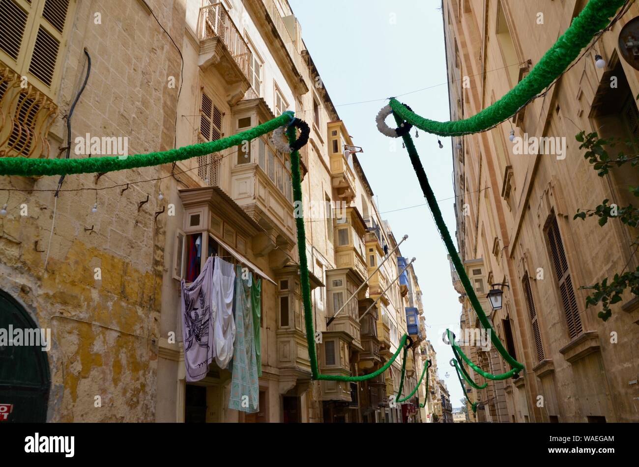 backstreets of old valletta town historic malta Stock Photo