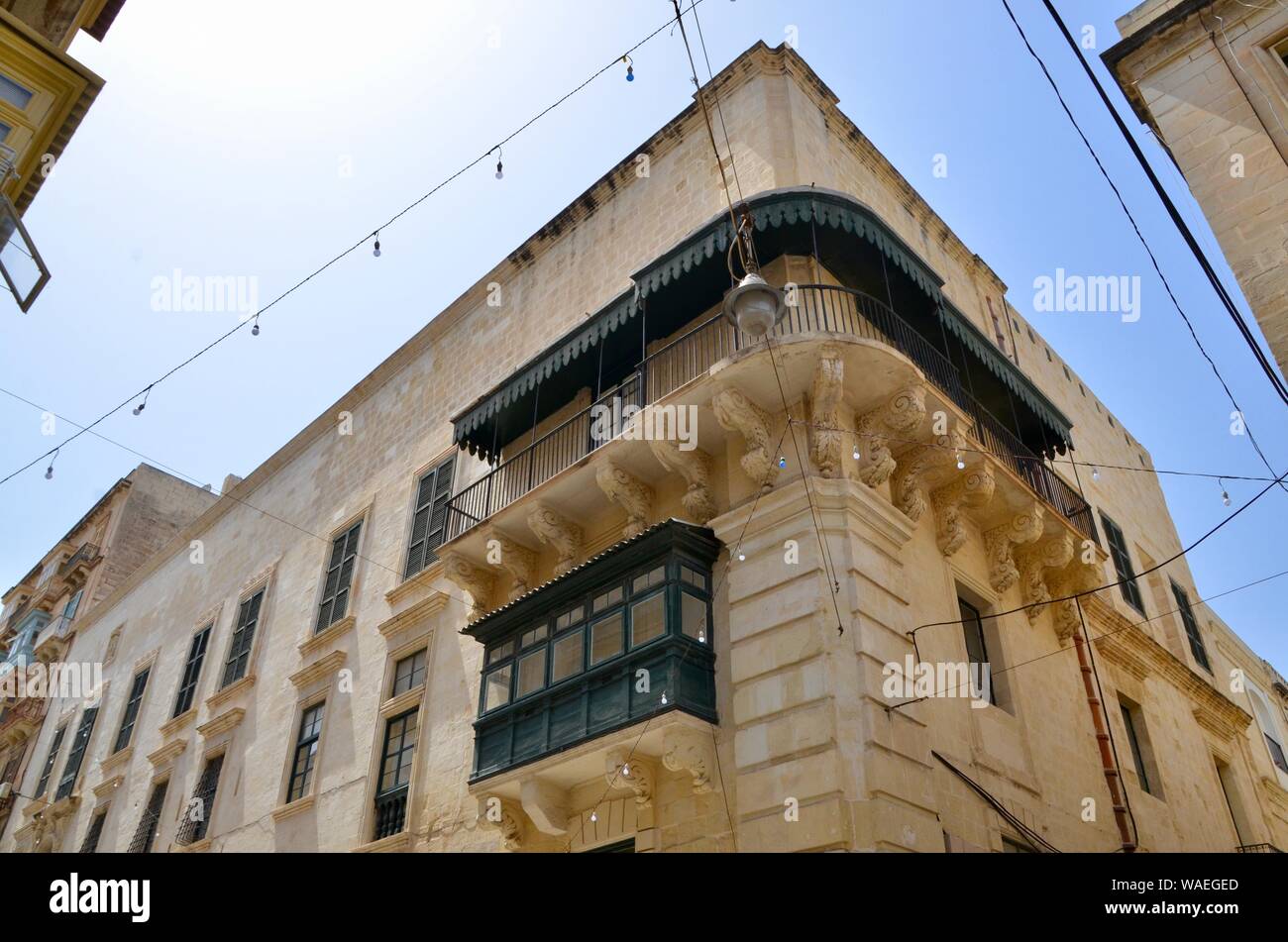 backstreets of old valletta town historic malta Stock Photo