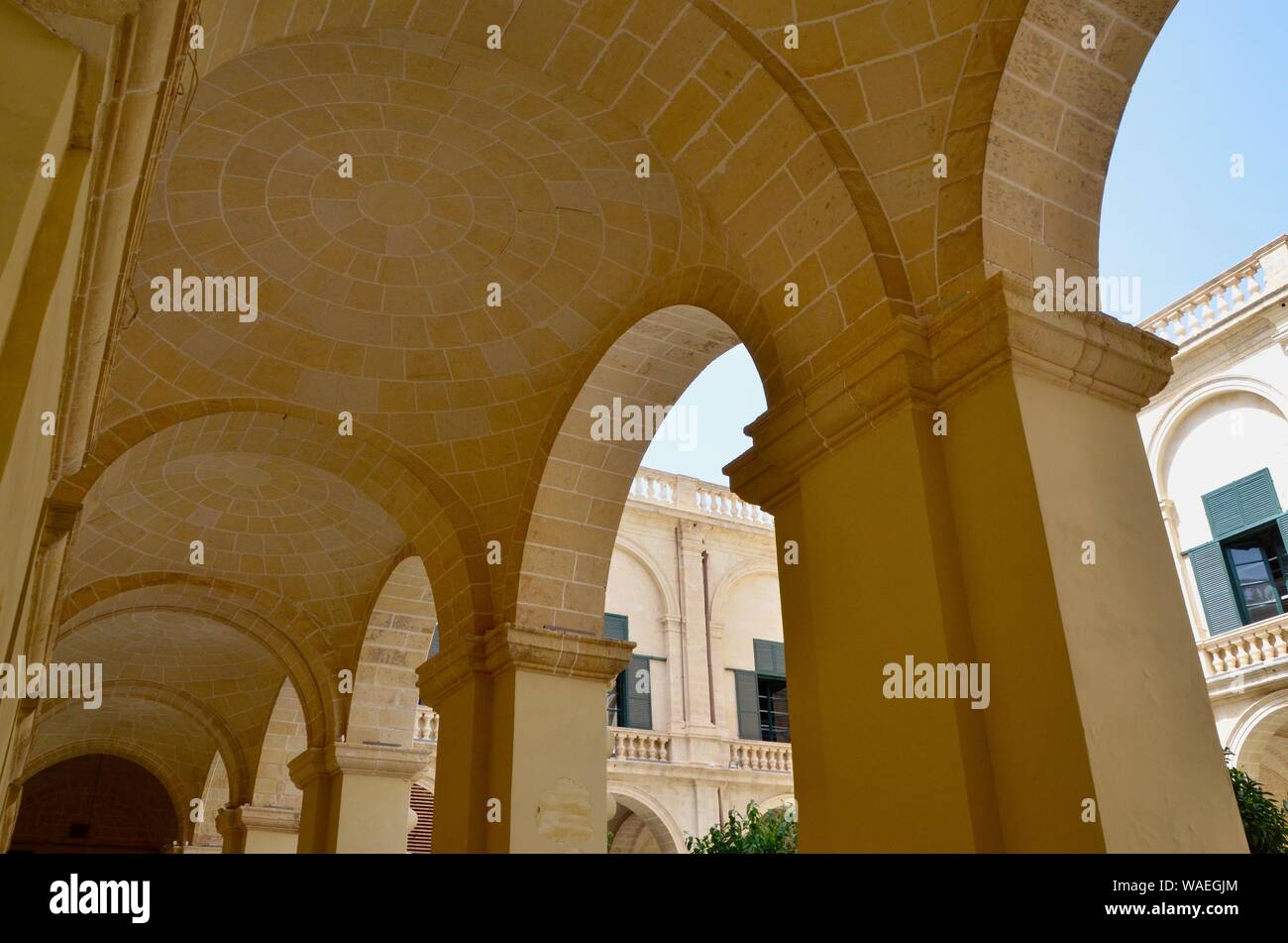 arched walkway ceiling of the palace armoury valletta malta Stock Photo