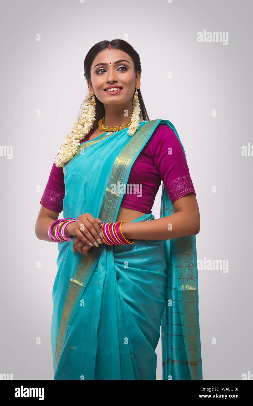portrait of a south indian woman smiling Stock Photo - Alamy